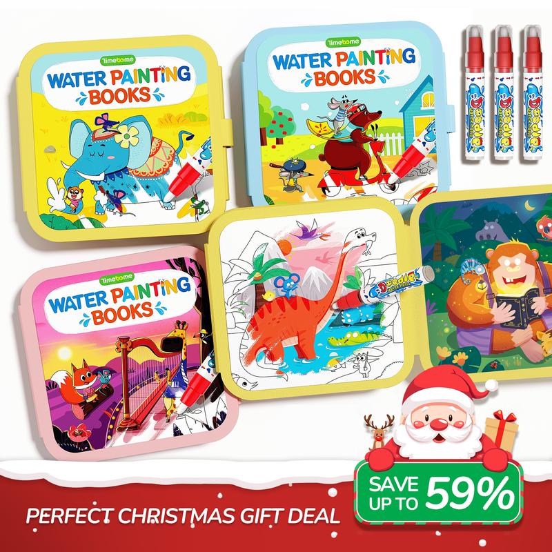 TimeTome Water Coloring and Doodle Books for Toddlers, Paint with Water Activity Books, Travel Toys for Kids Watercolor Painting Art Supplies
