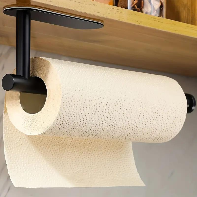 Small Space Organizer, 1/12pcs Wall-mounted Punch-free Paper Towel Holder, Tissue Dispenser, Space-saving Kitchen Organizer, Stainless Steel Roll Paper Holder, Bathroom Accessory, Bathroom Organizing Accessories