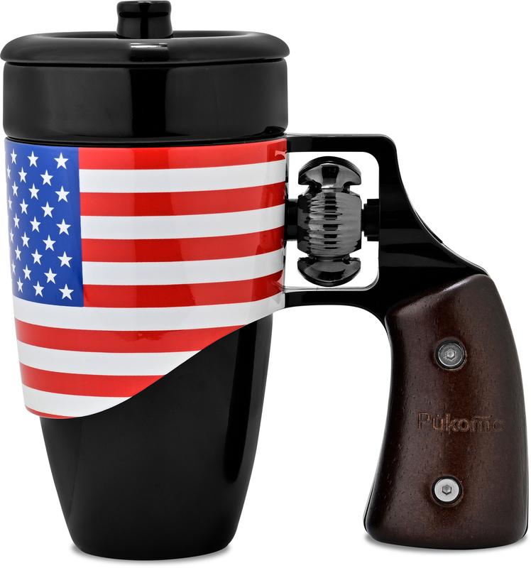 Pukomc Coffee Mug with Rotatable Wooden Handle Gift Boxes, Ceramic Leak-Proof and Scalding-Proof Cup, 16 Ounces Beverage Drinkware Glass Reusable Reuse Tumbler Washable, Best Gift Ideas for Men, Boyfrieds Gifts, Men Gifts