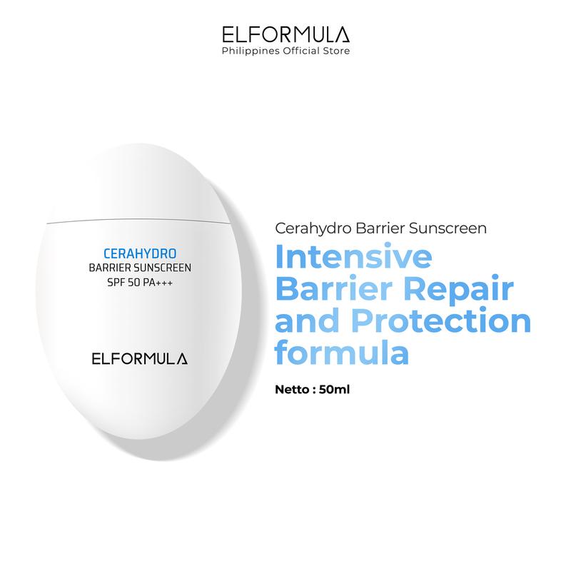 ELFORMULA CeraHydro Barrier Sunscreen SPF 50 PA+++ - True UV Protection with Anti Blue Light Agent & CeraHydro Formula for Skin Barrier Repair