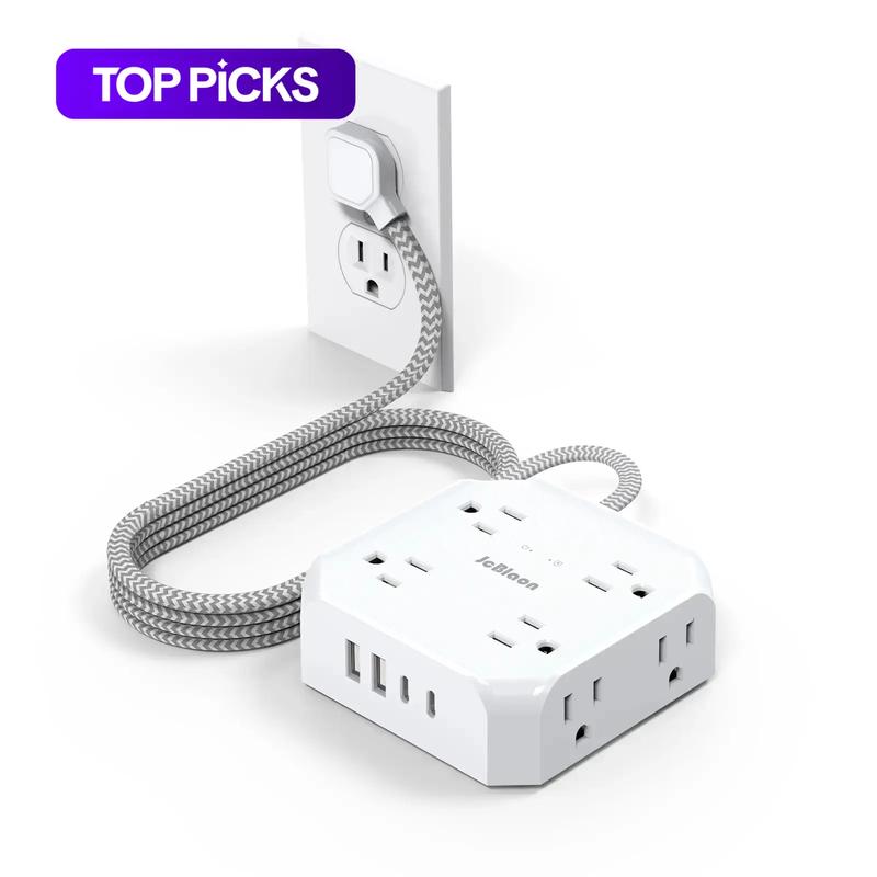 Multifunctional Electrical Socket Outlet Extender, Wall Socket Extender, With 8 Outlet & 2 USB Port & 2 USB-C Port, 12 In 1 3-Sided Multiple Outlet Power Strip For Home Office Use