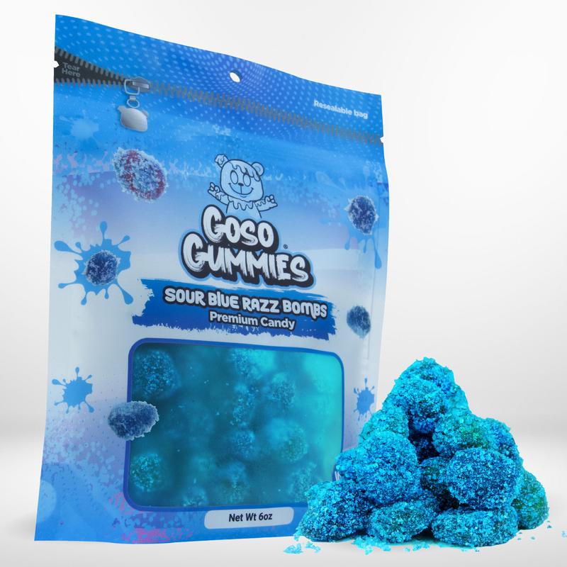 Goso Gummies Sour Blue Razz Gusher Bombs 6oz Bag - Sour Chewy Gummies | TikTok Viral Candy - Fruit Snack