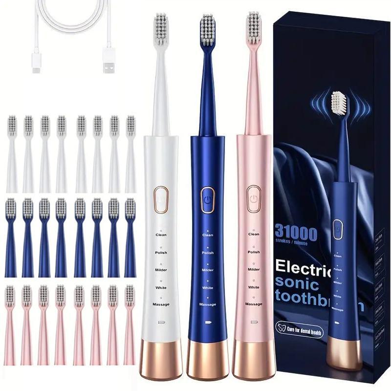 Electric Toothbrush, 1 Box Rechargeable Sonic Teeth Cleaning Toothbrush With 8 Counts Brush Heads, Portable Toothbrush For Adults, Thanksgiving Gift, Christmas Gift, Winter Gift Set