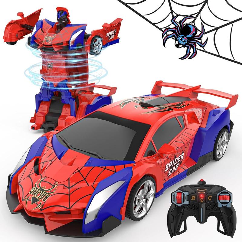 [#Summervibes]Tibibee Transform RC Cars for Boys 4-12 2.4Ghz Remote Control 1:18 Scale Robot Deformation 360° Rotation Rechargeable Batteries Included High-Quality ABS Plastic Gift Set with Eye and Underbody Lights（9.5*5.1*7.1 Inch）