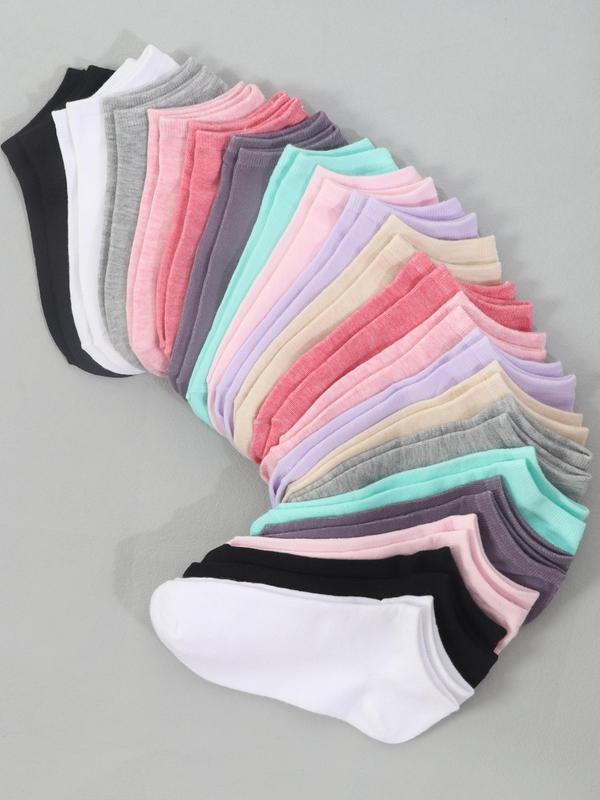 Women's Solid Ankle Socks, Low Cut Comfy Fit Breathable Anklets for Women, Multipack Basic Simple Casual Socks for Daily Wear, Women's Hosiery