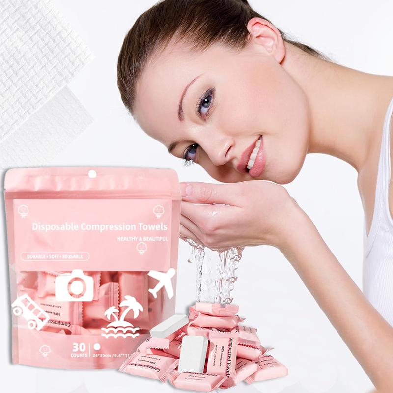 ICOTLE Compressed Towels Tablets Disposable Face Towels for Travel Camping Hiking 1 Pack 30 Count Size 9.4"x11.8" #Summervibesi
