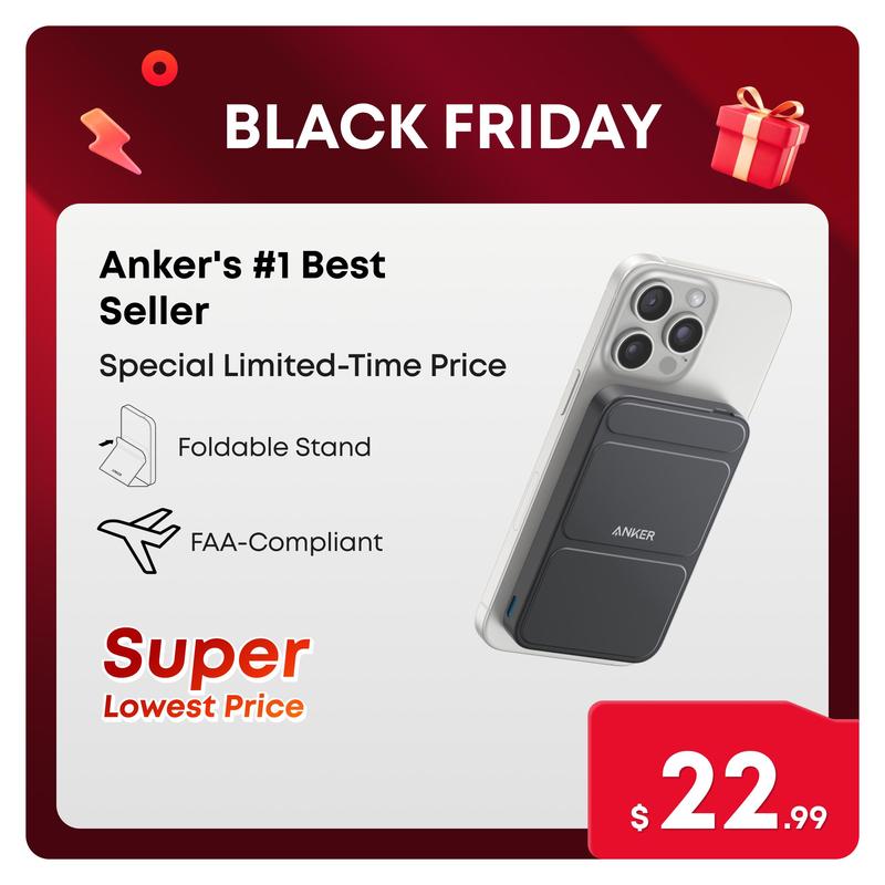 Anker Magnetic Power Bank, Built-In Foldable Stand, USB-C Port on the Side, 5,000mAh Capacity, Perfectly Compatible with iPhone 17/16/15/14/13 Series summervibes