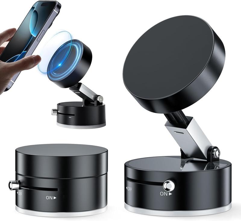 Vacuum Magnetic Phone Holder Stand – Foldable & Retractable Mount with Strong Magnetic Suction, Portable Phone Stand for Car, Mirror, Gym & Multi-Scene Use | Bubble-Free, Spotless Screen Design