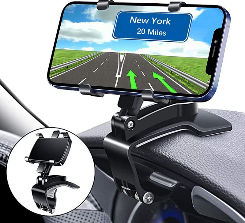 360 Degree Rotation Dashboard Car Phone Holder - Multifunctional One Hand Operation Clip Design Phone Mount Suitable 4-6.5 inch phones - Car accessories