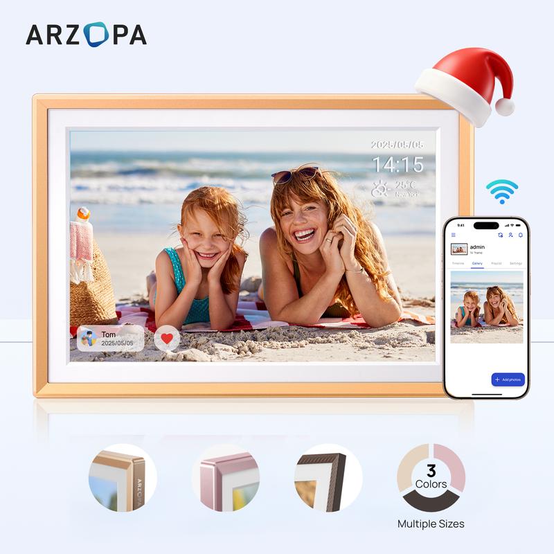 ARZOPA WiFi Digital Touch Screen Photo Frame Free Unlimited Cloud Storage Touchscreen 120s Video Frame PhotoFrame Digital Picture Frame Auto Rotate for Gift Idea