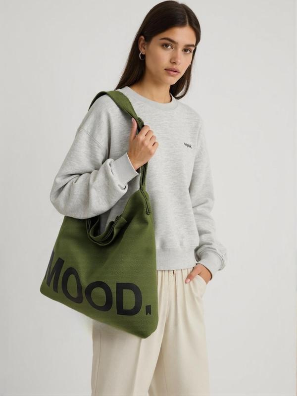Women's Summer Casual Letters Pattern Tote Bag, Large Capacity Canvas Shoulder Bag with Adjustable Strap for Party for Women & Girls, Fashion Trendy Tote Bag for Daily Use, Unique Gifts for Women