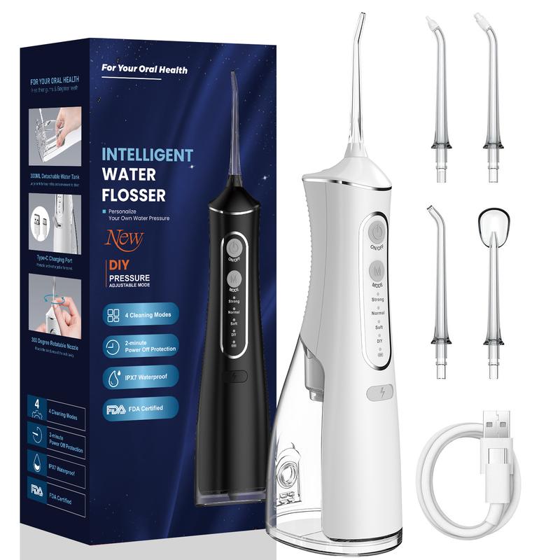 OLASK Water Flosser, USB Rechargeable Cordless Oral Irrigator with 4 Modes, IPX7 Waterproof Powerful Teeth Oral Cleaner for Home, Holiday Gifts
