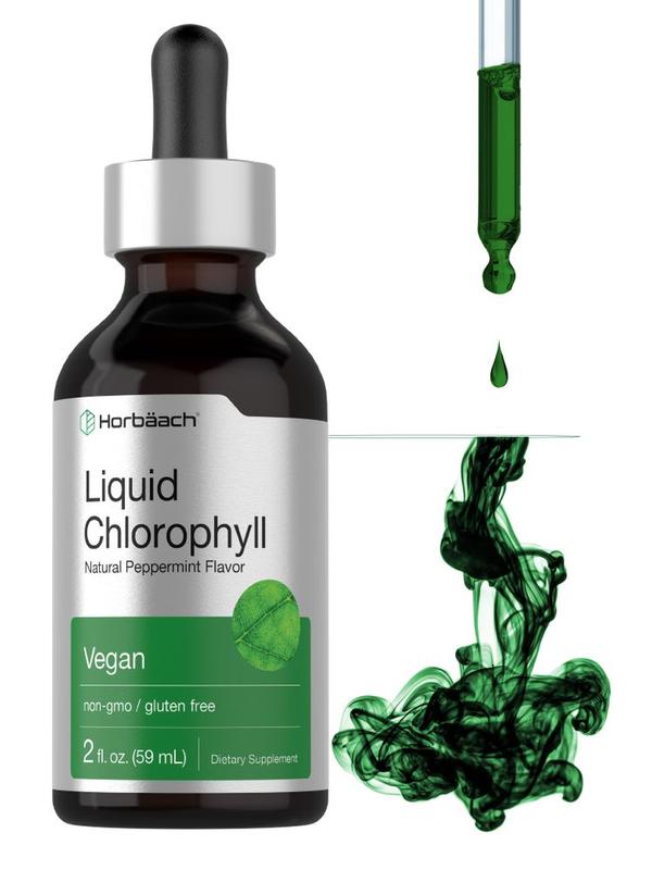 HorbÃ¤ach Liquid Chlorophyll Drops | 2 oz | Vegan, Non-GMO, and Gluten Free Formula | Natural Peppermint Flavor