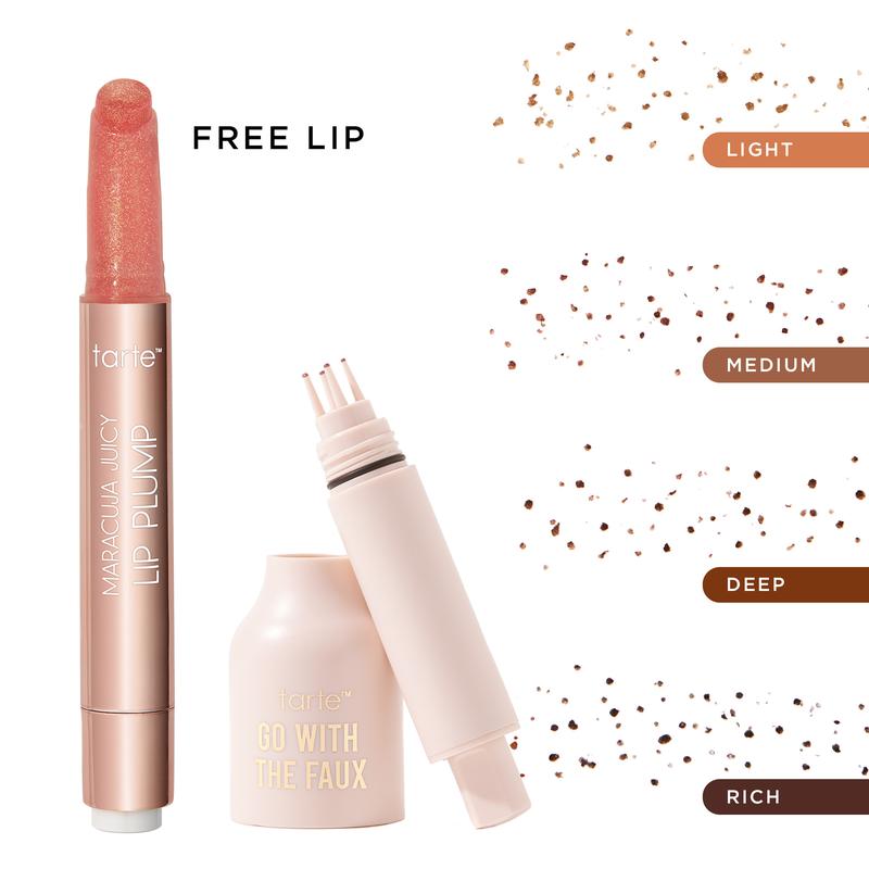 tarte freckle stamp and maracuja juicy lip shimmer duo
