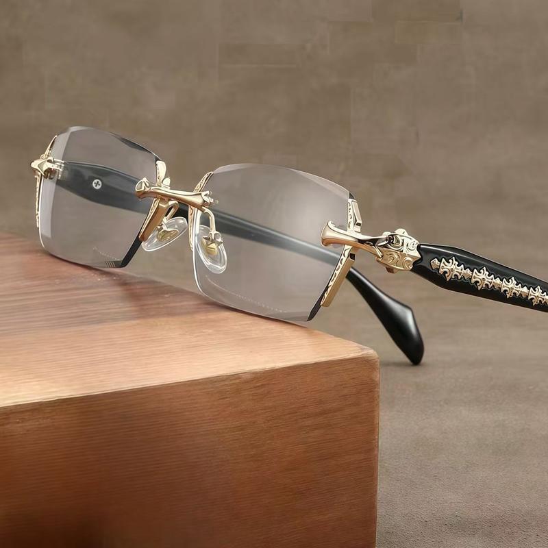 EunoiaLens Rimless High Quality Eyewear, Frameless Vision Glasses with Clear Lenses,Diamond-Cut Edges, Stainless Steel Fashion Temple Decor, Unisex Adults' Accessories for Daily Use, Mens Gifts.