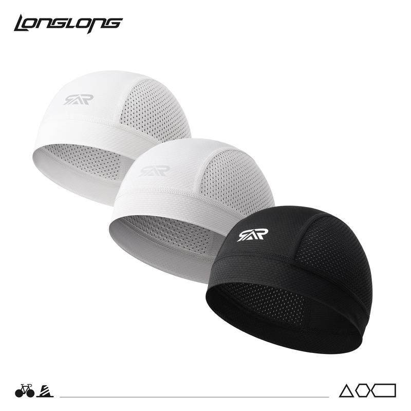 LongLong 2 Pack Breathable Skull Cap Men Cycling Lightweight Sweat Wicking Hat Head Wrap Under Helmet Liner for Motorcycle Running Bandana