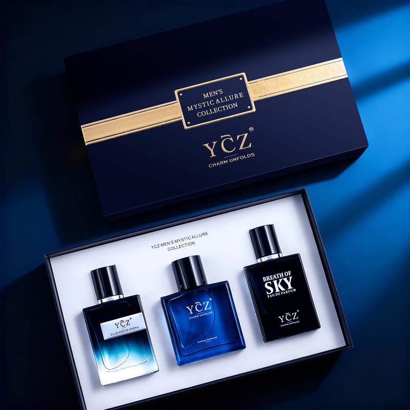 YCZ Men's Mystic Allure Collection Fragrance Set |YCZ Club Marine & Breath of Sky Eau De Cologne Gift Box with Long Lasting Light Scent for Any Occasion Perfume Gift Sets Perfume Sample Set#Summervibes|Father's Day Gifts