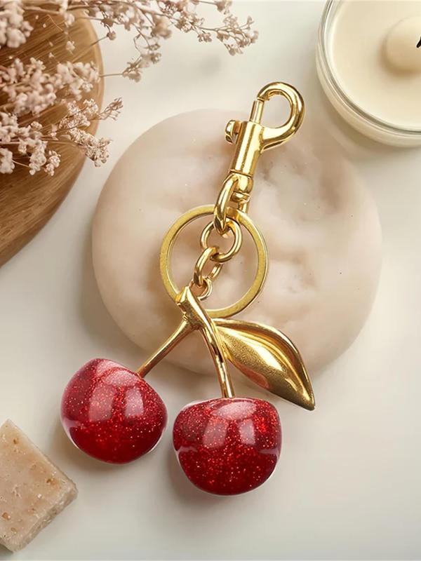 Cute Cherry Design Keychain, Bag Charms, Fashionable Alloy Keychain for Women & Girls, Trendy All-match & Exquisite Keychain for Birthday Gift, Bling Bling Keychains