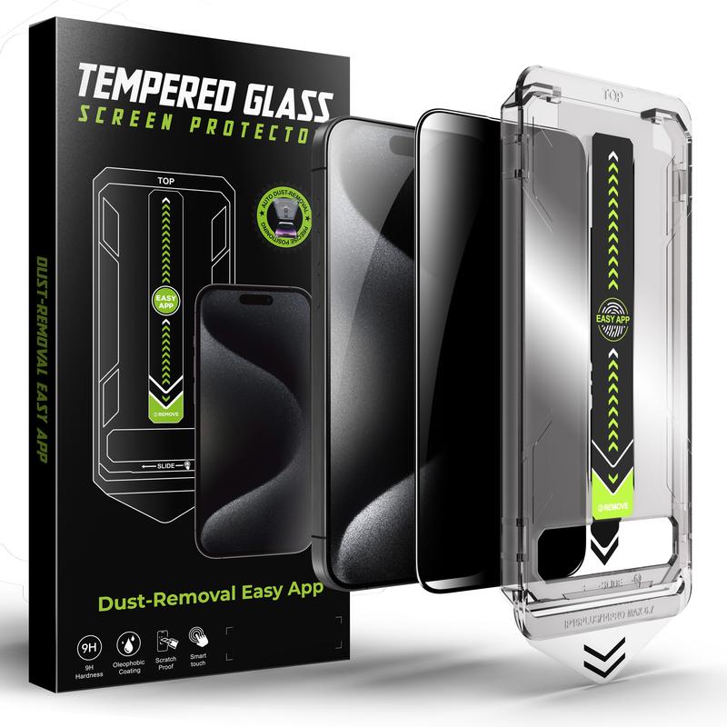 Privacy Screen Protector for iPhone 17pro/iPhone 16/iPhone 16 Pro/iPhone 13, Anti-Glare Display Filter, 9H Tempered Glass, Full Coverage, Anti-Fingerprint, Auto Dust-Elimination, No Bubble, Easy Installation