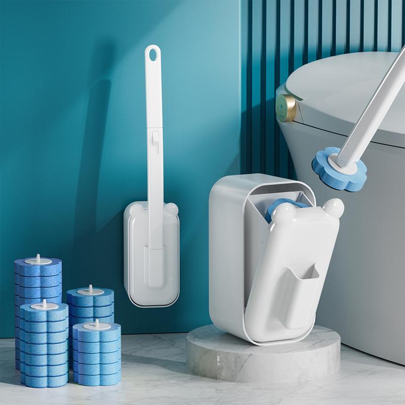Toilet Brush Set with Holder, 1 Set Toilet Brush & Bowl & Disposable Refill Brush Heads Kit, Toilet Bowl Brush and Holder, Cleaning Supplies, Home Essentials Bathroom Gadgets, Bathroom Accessories, Bathroom Brush Cleaner, Home Goods