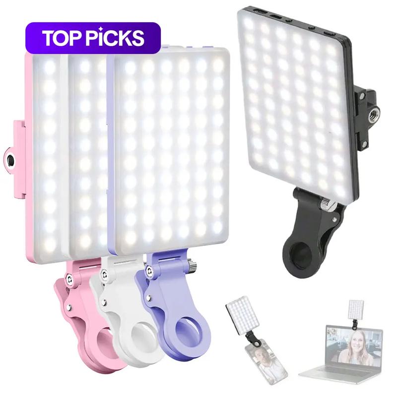 Clip-On Selfie Light, Selfie LED Lights, 60-LED Cell Phone Fill Light, CRI 95+ with 3 Dimmable Light Modes and 10-Level Brightness Adjustment, Rechargeable Clip Fill Video Light, Cellphone #GLOBAL PICKS
