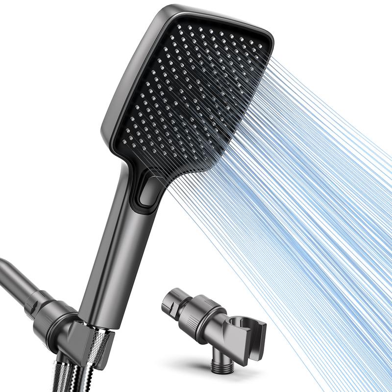 ROLAKUL High Pressure Multi-Mode Handheld Showerhead - Anti-clogging nozzles, built-in power wash function for cleaning tubs, tiles and pets, extra-long stainless steel hose, wall and ceiling mounts.