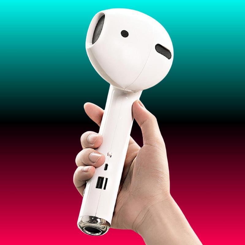 Wireless Earphone-Shaped Speaker, USB Rechargeable Wireless Audio Loudspeaker with Microphone, FM Radio and TF Card Support, Portable Multifunctional Wireless Speakers for Dad Gifts #GLOBAL PICKS