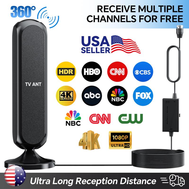 HIDB TV Antenna Digital for Smart TV HD Antena Indoor 4K 360° Signal Amplified indoor TV Antenna for Easy Long Range Reception Installation No Monthly Bill Ultra Long Reception Distance TV Antenna For Local Channels summervibes