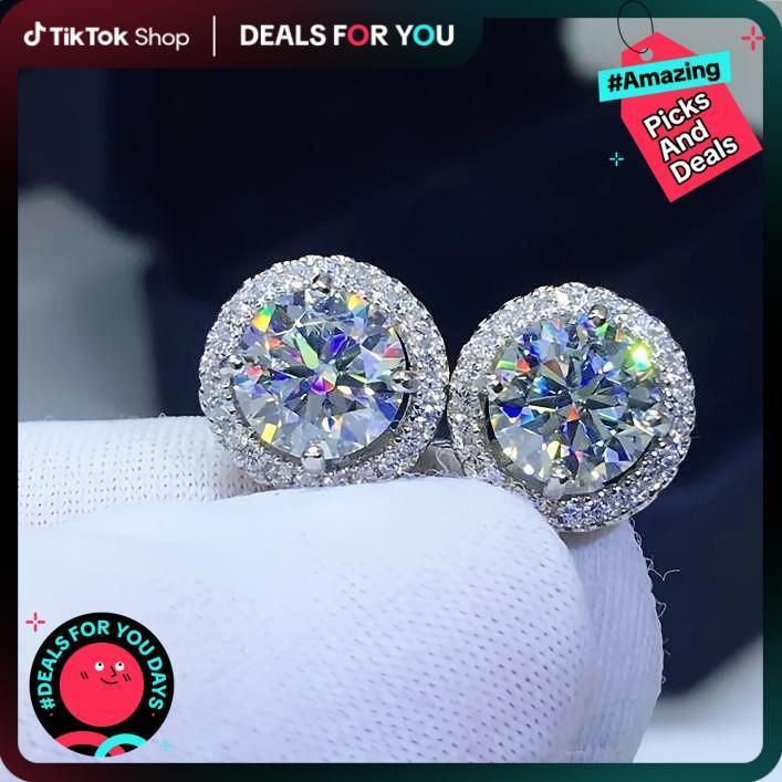 【Must be】New 2026 S925 Silver Premium Moissanite Stud Earrings 0.3ct-2ct | Timeless Elegant Ear Jewelry | Ideal Mother's Day & Daily Gift for Men & Women | With Authenticity Certificate