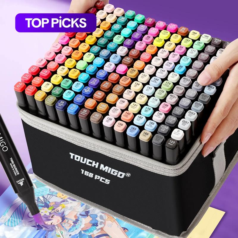 Colorful Marker Pen Set, 1 Set Dual-Tip Art Markers for Painting and Coloring, Art Supplies for Students and Adults