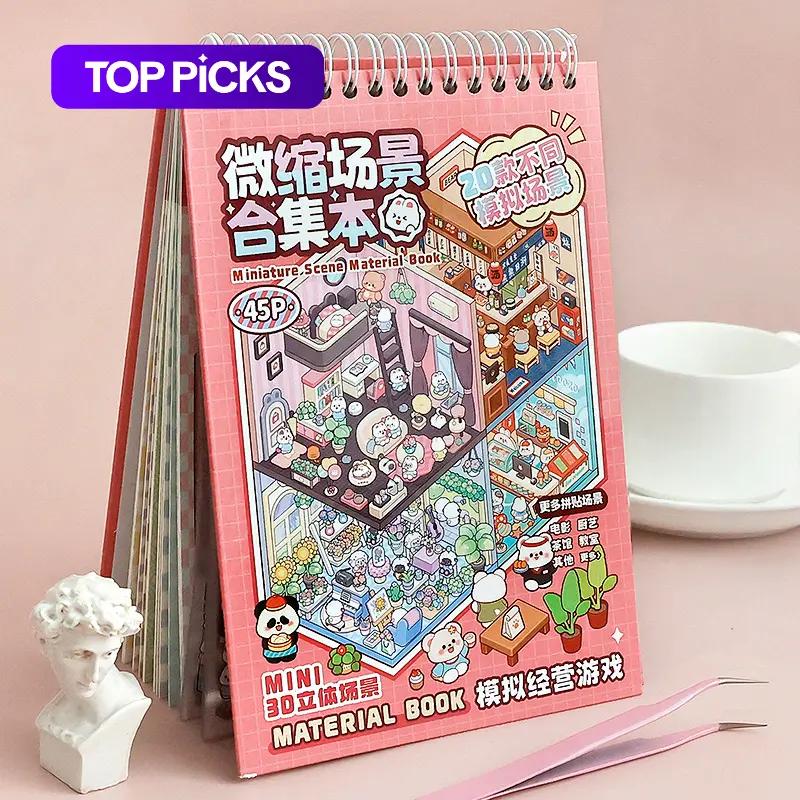 Miniature Scene Collection Book with 20pcs Scene Card Paper, Sticker Cards & 25pcs Sticker, Unique Stickers, Sticker Collage, Scenes Stickers & 1 Count Tweezers, 3D DIY Decorative Sticker Book, Gift Wrapping Set #GLOBAL PICKS