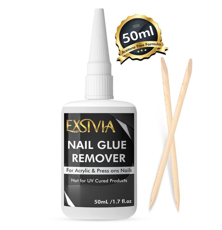 EXSIVIA Nail Glue Remover for Press-On Nails, Glue Residue Remover, 50mL Manicure