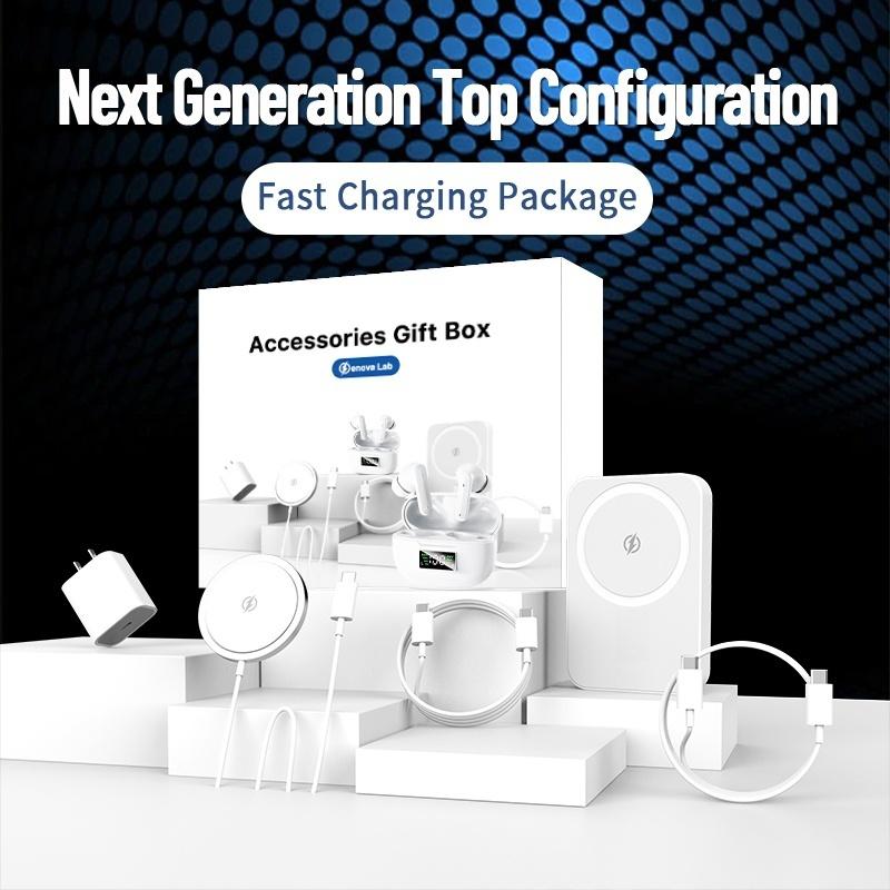 ARTCYBER  6-in-1 Charging Kit: Fast Charge, Magnetic Power Bank, Wireless Charger, Type-C to Fast Charging Cable, Adapter & Audio Support, Compact & Portable. Headset Device