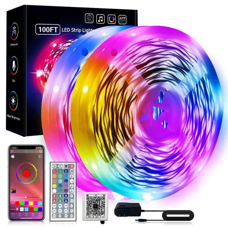 KEXU Smart LED Strip Lights, App-Controlled Music Sync RGB Color-Changing Lights with Timed Switch, Tech Gadgets for Bedroom Home Decoration, Household Items & Cool Room Gadgets