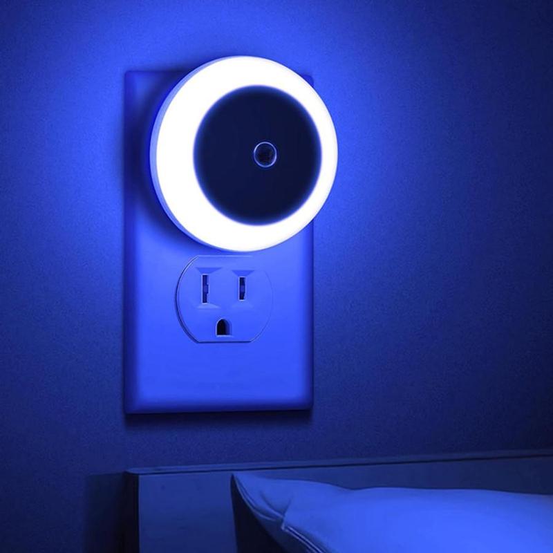 Light Sensor Control Round LED Night Light for Summer, Intelligent Induction Wall-mounted Night Light, Portable Mini Wall Lamp, LED Light for Hallway Kitchen Bathroom Room