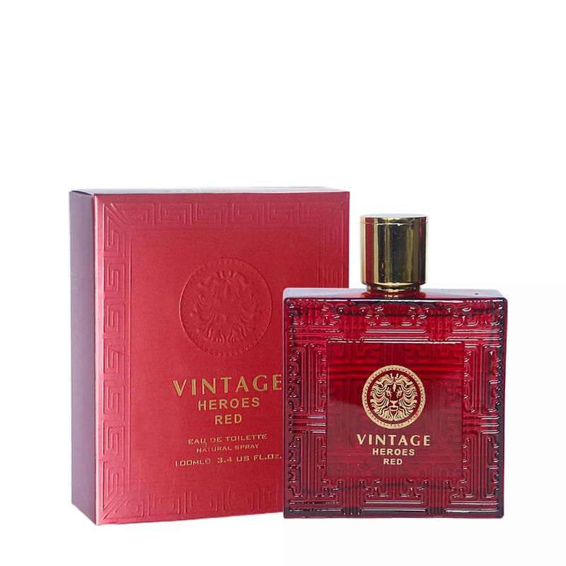 VINTAGE Heroes Red for Men by Secret Plus - 100ml Eau De Parfum Spray for Men - Fruity Warm & Floral Fragrance Smell Fresh