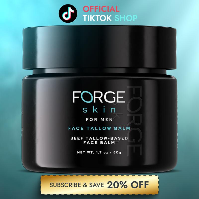 FORGE SKIN Wrinkle Defense & Natural Anti-Aging Beef Tallow Moisturizer for Men - Face Balm Skincare Cream for Dry Rough Skin Tallow-Based Mens Face Lotion for Hydration Firmness Wrinkle Repair & Glow Honey Jojoba Hydrating Smooth Skin Nourishing Moisture