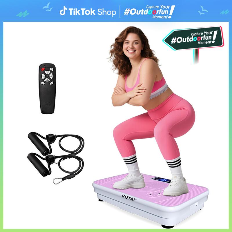 ROTAI Vibration Plate Exercise Machine - Lymphatic Drainage, 300LBS Capacity, Compact Design, Strong Power, Home Fitness Equipment, At Home Gym Equipment for Full Body Workouts