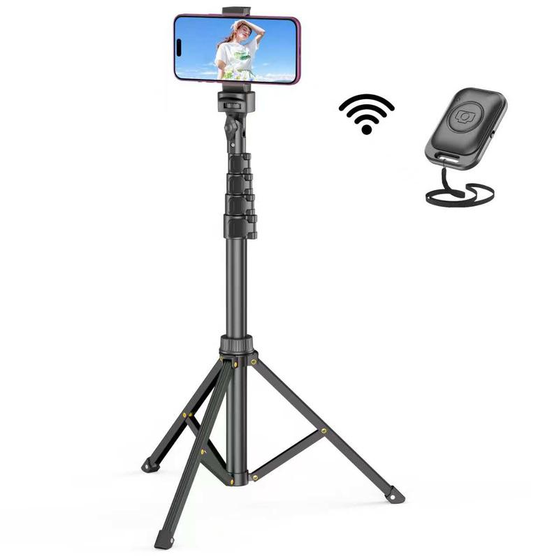 61" Extendable Mobile Phone Tripod & Selfie Stick with Wireless Remote Control, Upgraded Aluminum Stable Stand, Photography Accessory Compatible with iPhone 17/16/15/14/13 & Android Smartphones, Portable Travel Tripod
