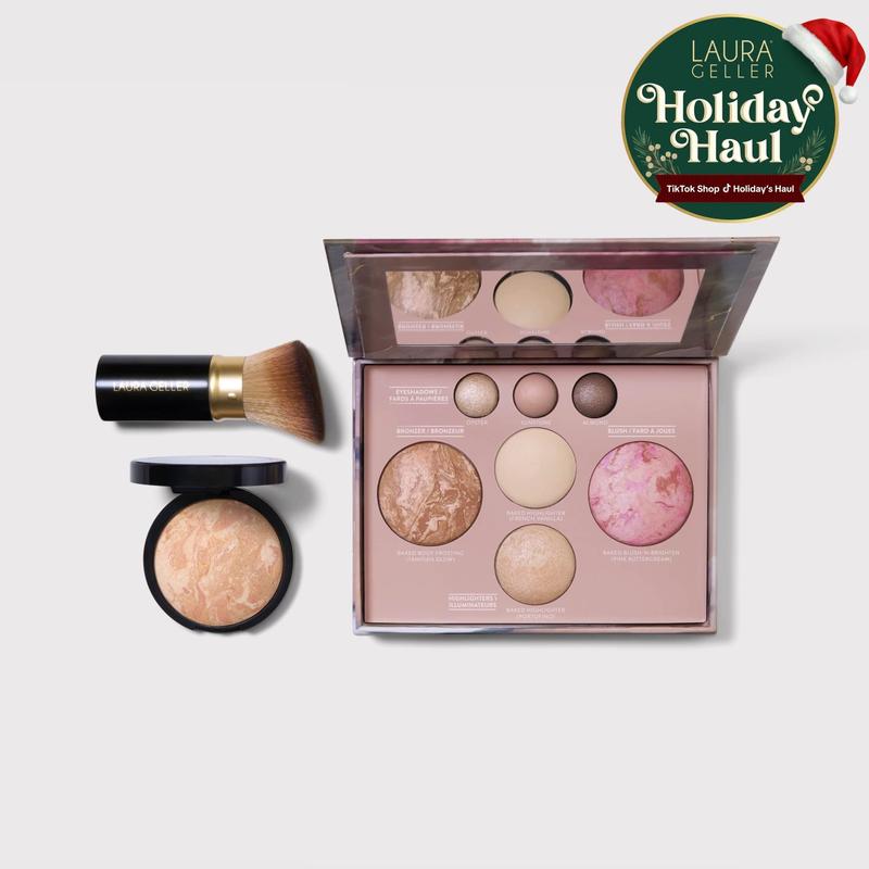 Laura Geller Baked Starter Kit (3PC) - Includes Makeup Palette, Brush, Foundation