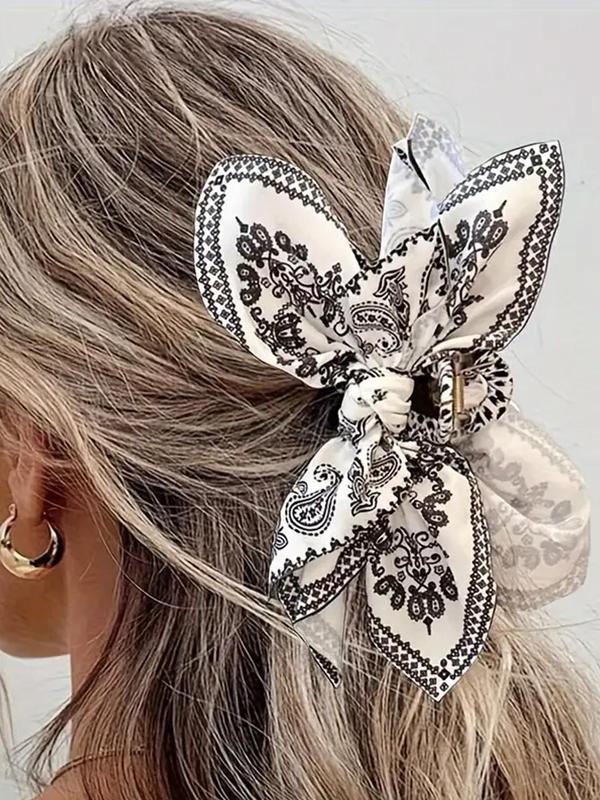 Women's Elegant Paisley Pattern Bowknot Design Hair Claw, Vintage Trendy Hair Claw, Fashionable All-match Hair Accessories for Women, Prom Hair Clip for Special Occasions, Hair Ornament, Hair Decoration