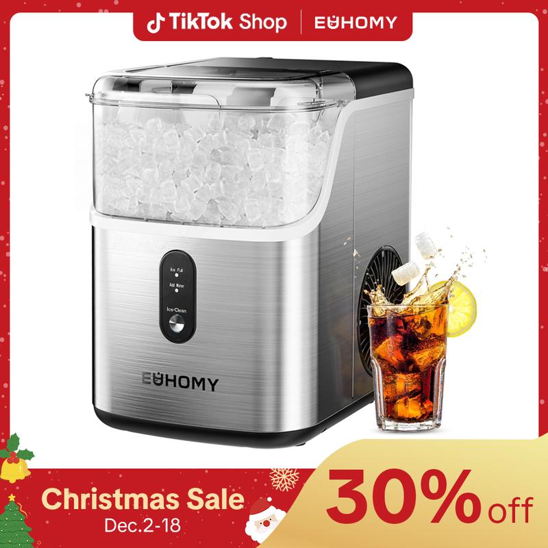 EUHOMY Nugget Ice Makers Countertop, Pebble Ice Maker Machine with 35lbs/24H&33lbs/24H Soft Ice, Self-Cleaning Sonic Ice Maker with Ice Scoop&Basket,  Utensils, Pellet Ice Maker for Home/Kitchen/Office