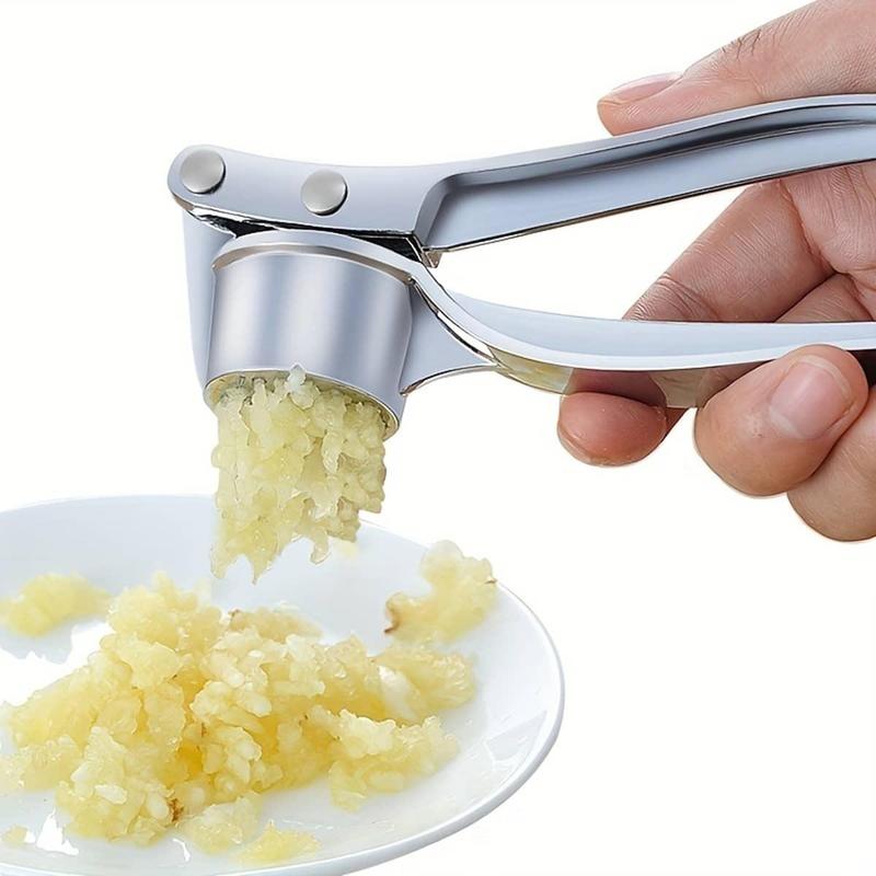 Stainless Steel Garlic Press, Manual Garlic Press with Handle, Kitchen Accessories, Durable Ginger Press for Kitchen, Household Essentials