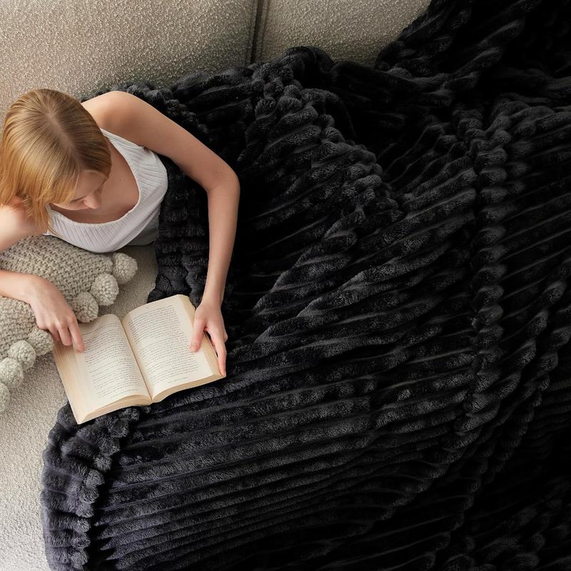 ãMother's day DealãBedsure GentleSoft Cozy Blanket-Patio Furniture Decor,Classic Stripe Pattern, Ideal for Bed,Couch, Travel,Camping, All Seasons,Home Bedroom Decor
