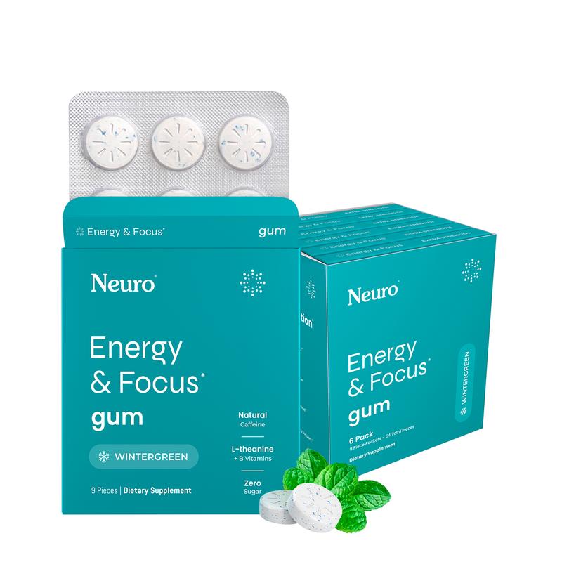 Neuro Wintergreen Energy & Focus Gum/Mints - Sugar Free with Natural Caffeine, L-theanine, Vitamin B12 & Vitamin B6