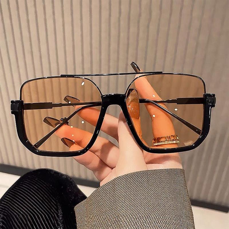 Retro Unisex Fashionable All-match Tinted Lens Aviator Sunglasses, His and Hers Gifts, Semi-Rimless Summer Vintage Trendy Glasses, Fashionable Sunglasses Men Women for Outdoor Activities #SummerVibes