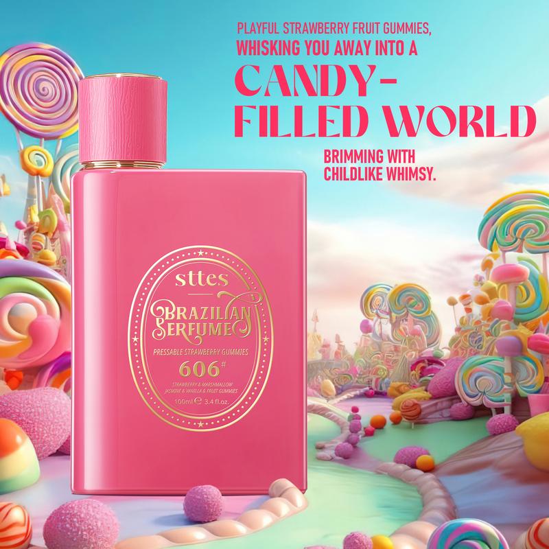 New Sttes Perfume 606# (Pressable Strawberry Gummies) – Eau de Parfum for Women – Richer Scent, Longer Lasting – Strawberry, Marshmallow, Fruit Gummies, Vanilla – Perfumes & Fragrances(100ml / 3.4 fl oz)