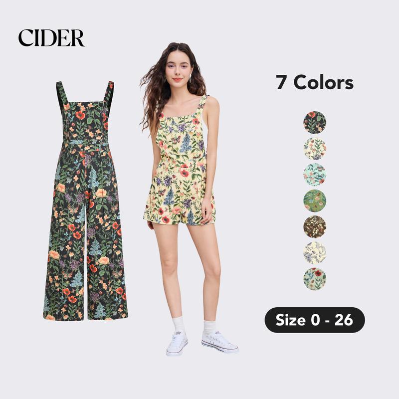 Cider Lightweight Corduroy Floral Button Romper