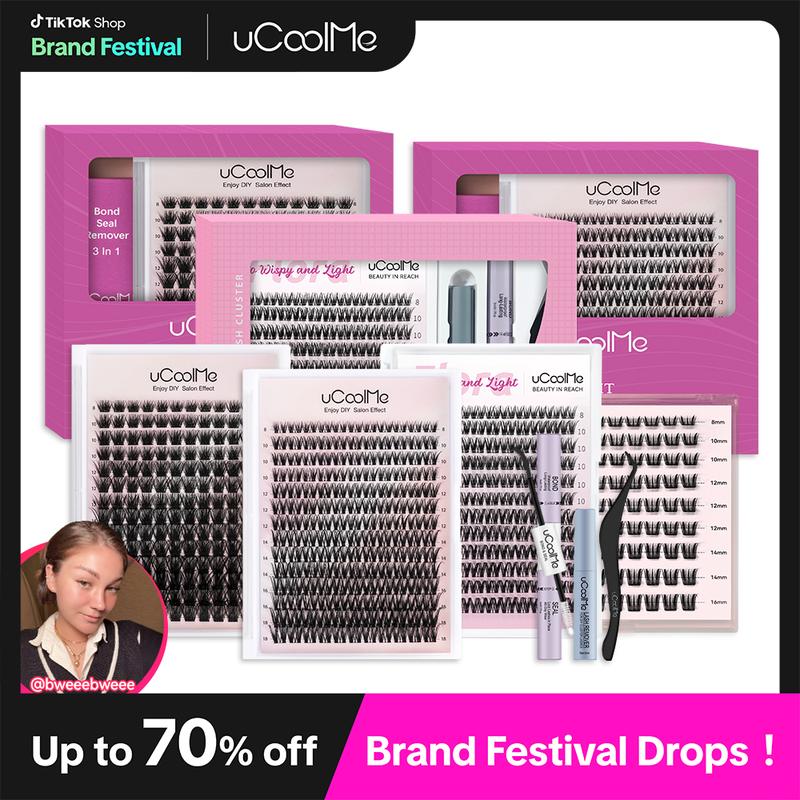 uCoolMe Flora DIY Lash Extension Kit Clusters Individual Lashes Kit springtok Beginner Friendly Lash Bond and Seal, WaterProof Lashes for For Girl DIY Eyelash Extension at Home Makeup Christmas gift Cosmetic