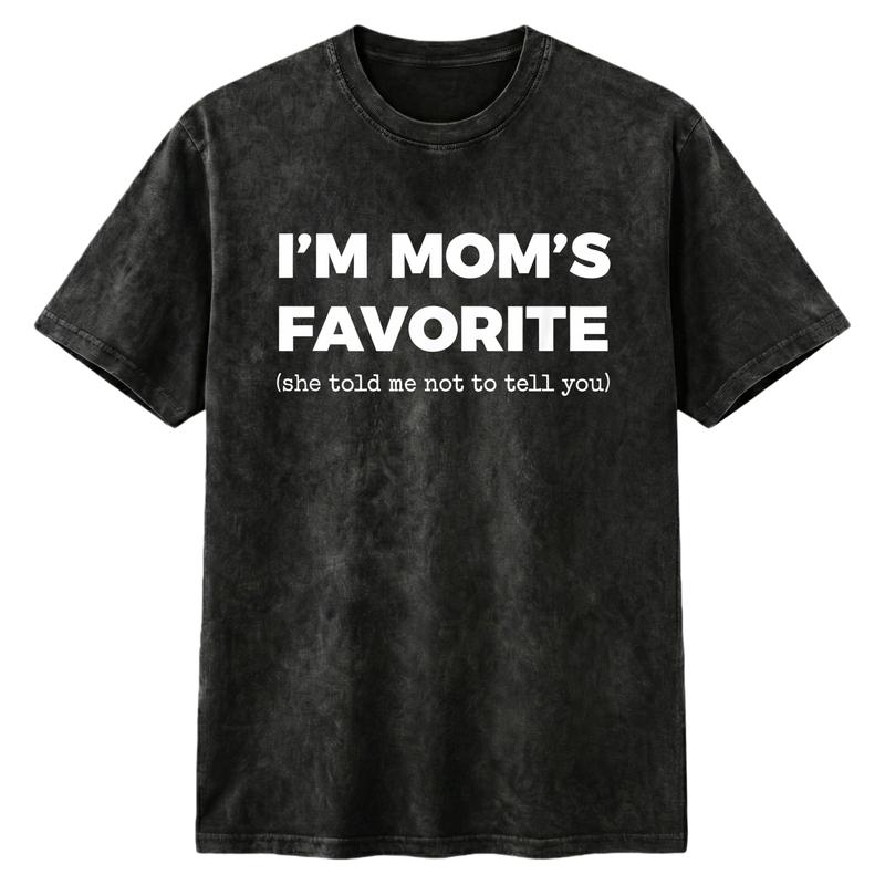 Women's Organic Cotton Short-Sleeve Round Neck Casual Plain T-Shirt - Funny "I'm Mom's Favorite Son/Daughter" Graphic, Golf Gift Summer Top,summervibes outdoorfun